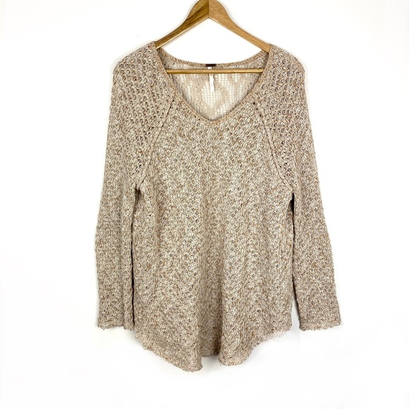 Free People Lace Crotched Knit Top Sweater Size S - Picture 2 of 8